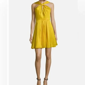 Halston Heritage 100% Silk Citron Yellow Dress Size 6 New With Tag
